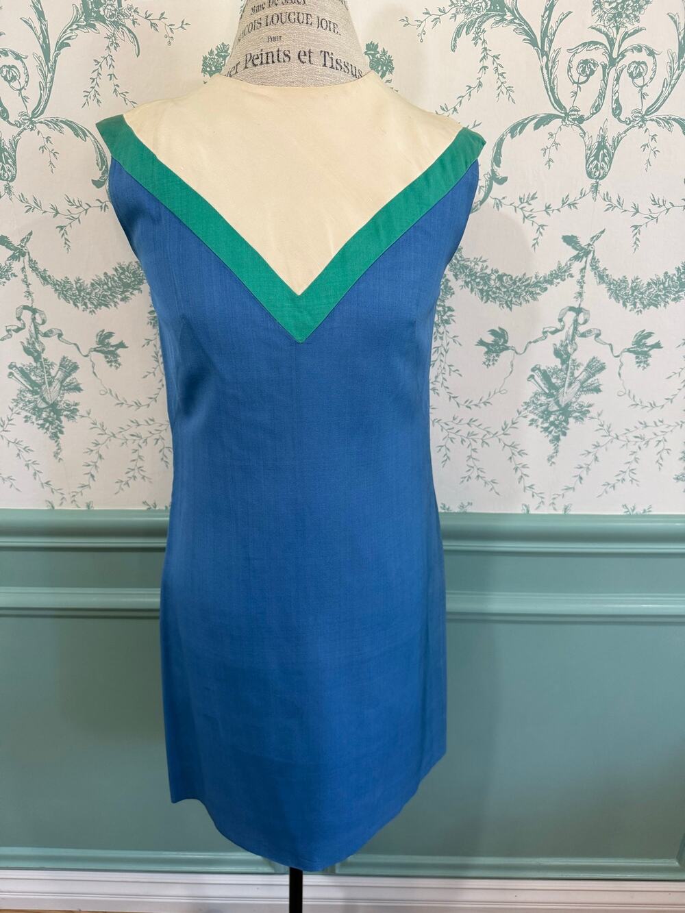 Vtg 60s Mod Silk Colorblock Shift Dress Crown Colony Hong Kong Sony Archive - XS
